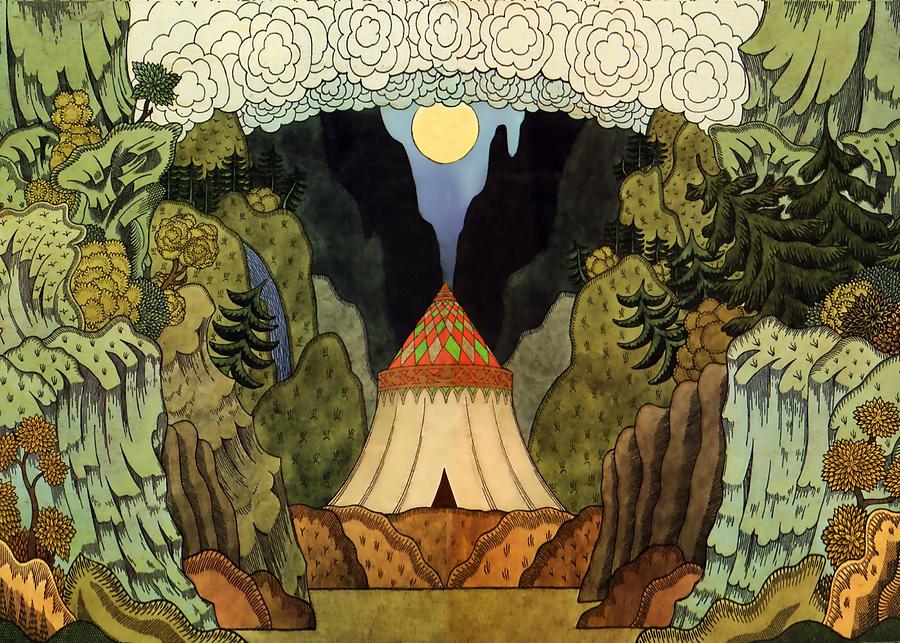 Fantasy Digital Art - The Tent of the Shemaka by Ivan Bilibin by Ivan Bilibin