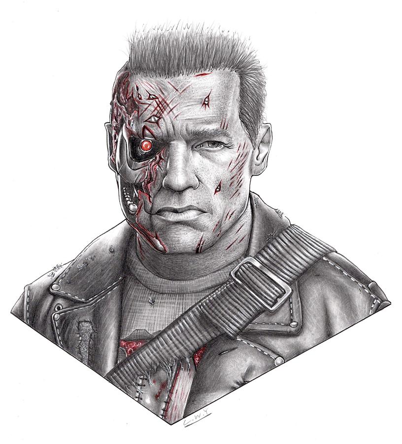 The Terminator Drawing by Charlie Young