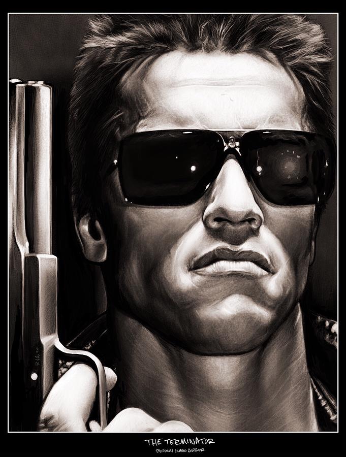 The Terminator Fan Art Drawing by Bradley James Geiger