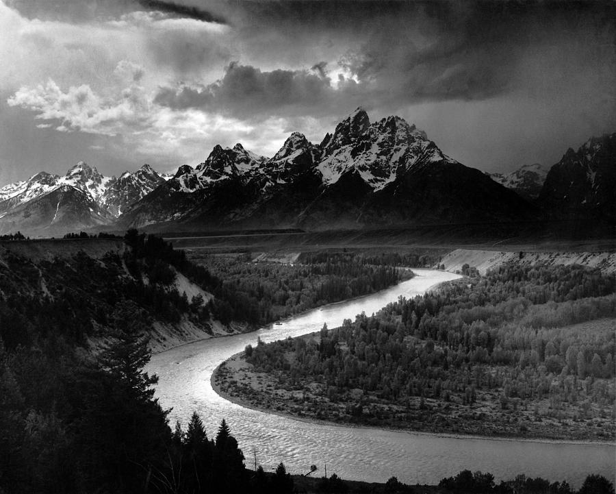 The Tetons and The Snake River - Ansel Adams 1942 Photograph by War Is Hell Store