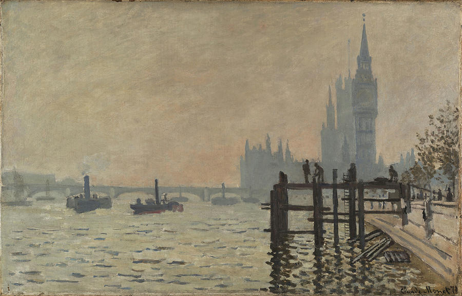 The Thames below Westminster - Claude Monet Painting by Aesthetics Store The Thames below Westminster - Claude Monet Painting by Aesthetics Store