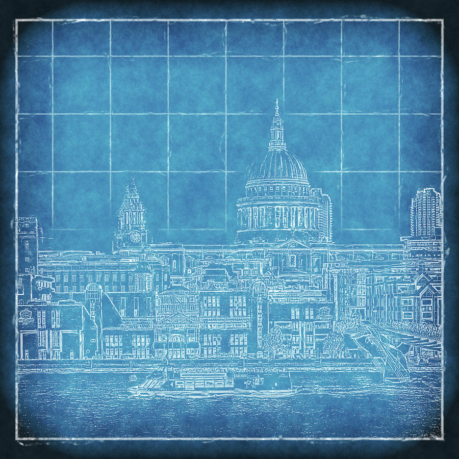 The Thames Blueprint Digital Art by Richard Downs