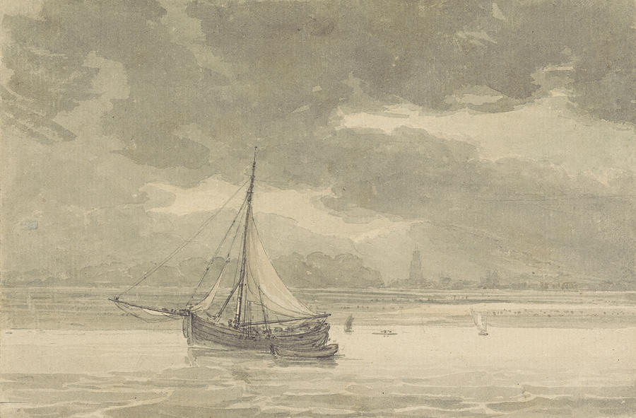 The Thames from the Ship Inn, Greenwich Drawing by Thomas Hearne
