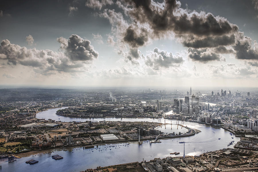 The Thames, the O2 and the city of London Photograph by Howard Kingsnorth