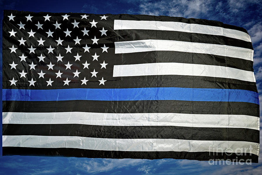 Flag Photograph - The Thin Blue Line by Bob Hislop