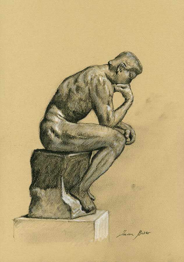 The Thinker, Rodin Painting by Juan Bosco