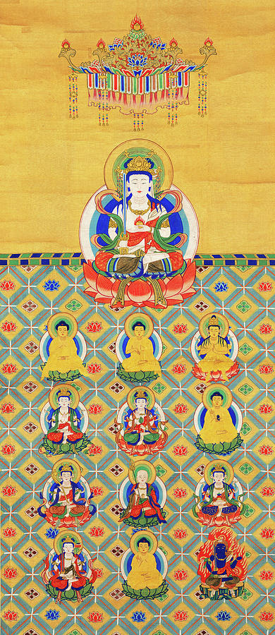Buddha Painting - The Thirteen Buddhist Deities by Old Master