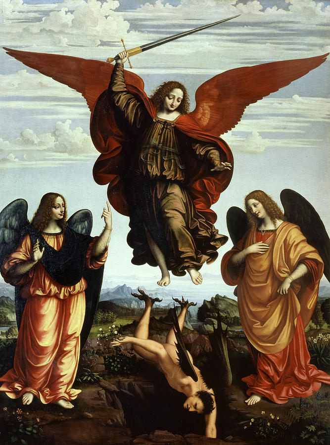 Raphael Painting - The Three Archangels by Marco dOggiono