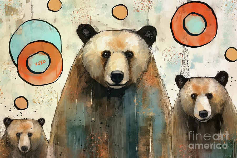 Yellowstone National Park Painting - The Three Bears by Tina LeCour