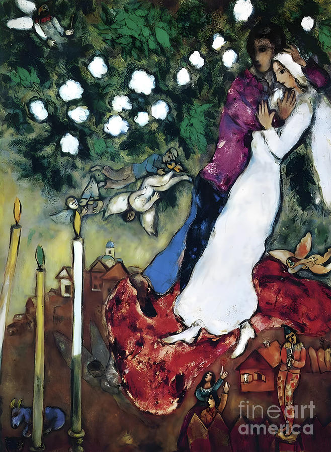 Surrealism Painting - The Three Candles, 1938 by Marc Chagall by Marc Chagall