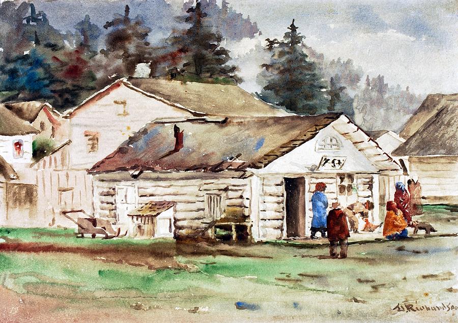Mountain Painting - The Three Crows Market, Sitka by Theodore J Richardson