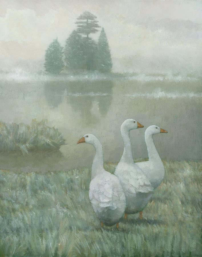 Geese Painting - The Three Geese by Steve Mitchell