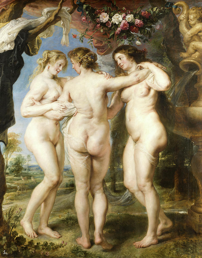 Peter Paul Rubens Painting - The Three Graces, 1635 by Peter Paul Rubens