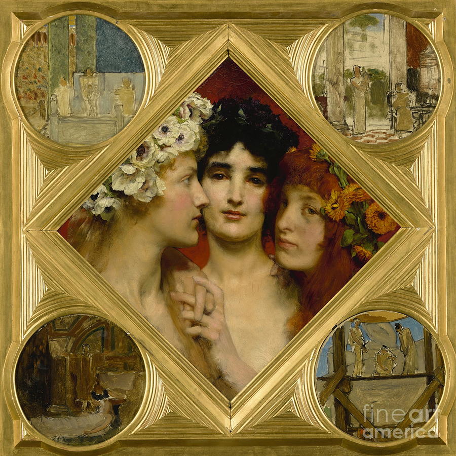 The Three Graces connects Painting by Lawrence Alma-Tadema