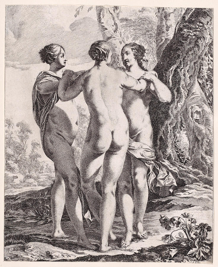 The Three Graces  Drawing by Francois Chauveau