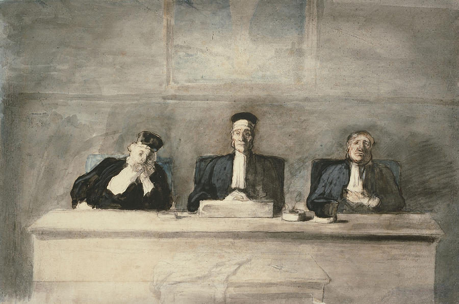 The Three Judges Drawing by Honore Victorin Daumier