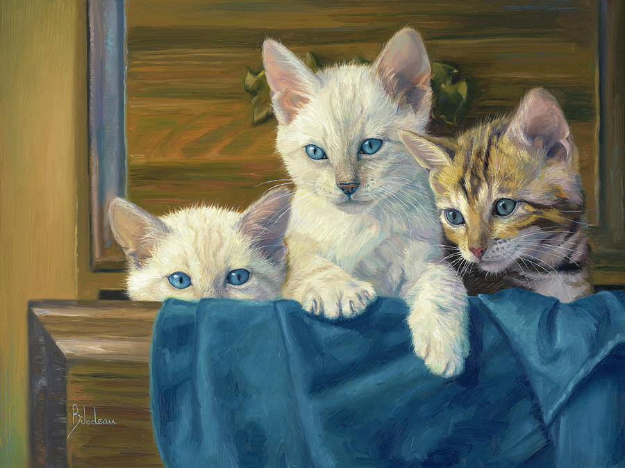 Cat Painting - The Three Musketeers by Lucie Bilodeau