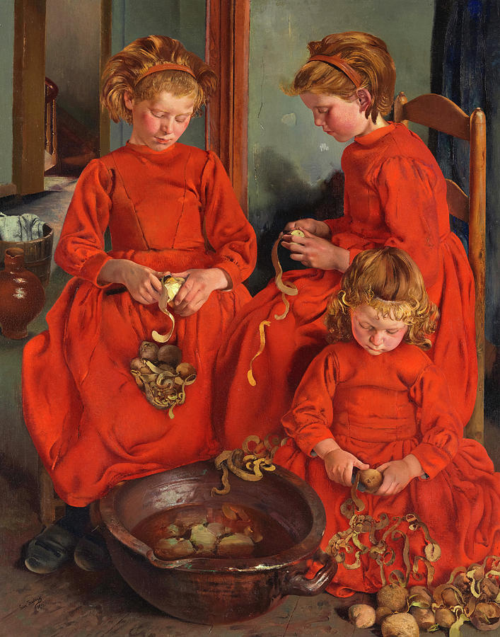 Potato Painting - The Three Sisters, 1896 by Leon Frederic