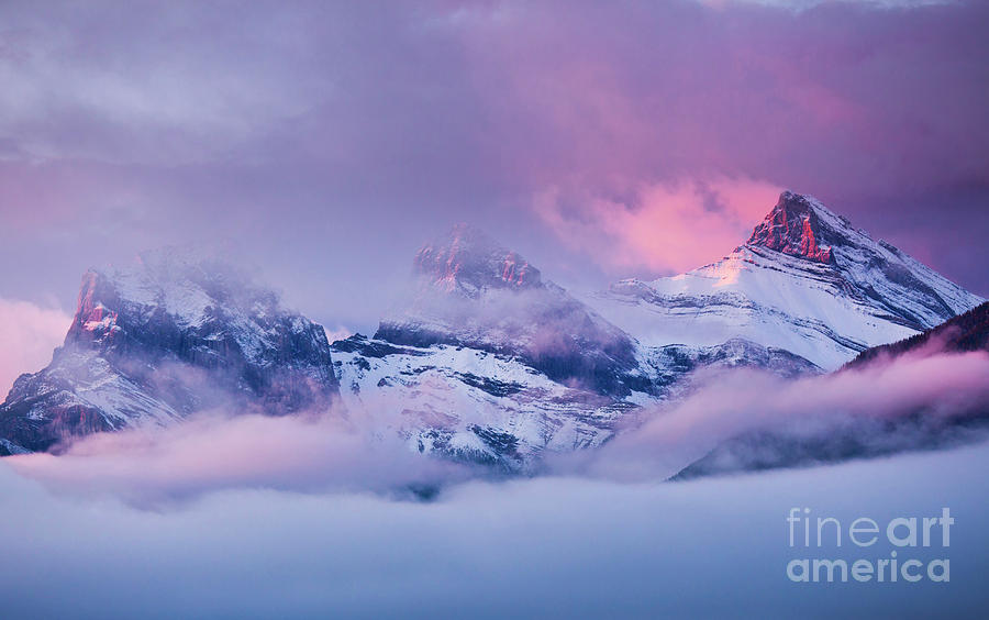 The Three Sisters peaks at Sunrise, Canmore, Alberta, Canada Photograph by Neale And Judith Clark