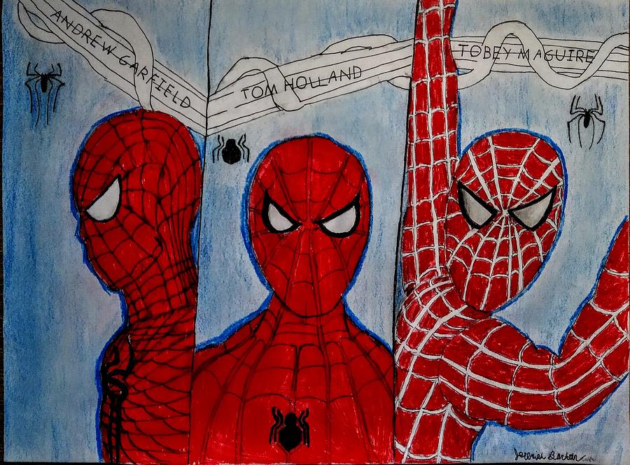 The Three Spider-Man Drawing by Jeremiah Burton