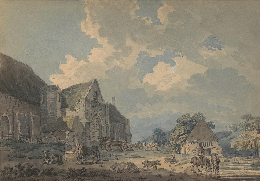Barn Painting - The Ti the Barn at Abbotsbury with the Abbey on the hill     by Thomas Gilding