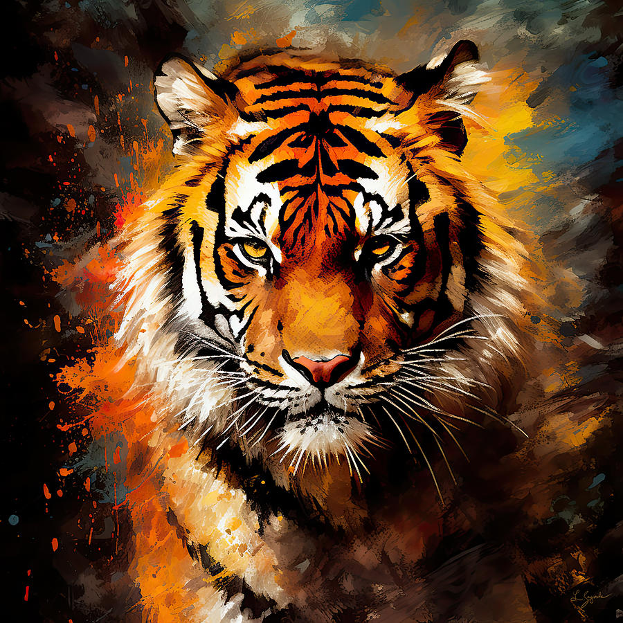 The Tigers Roar - Sumatran Tiger Impressionist Art Digital Art by Lourry Legarde