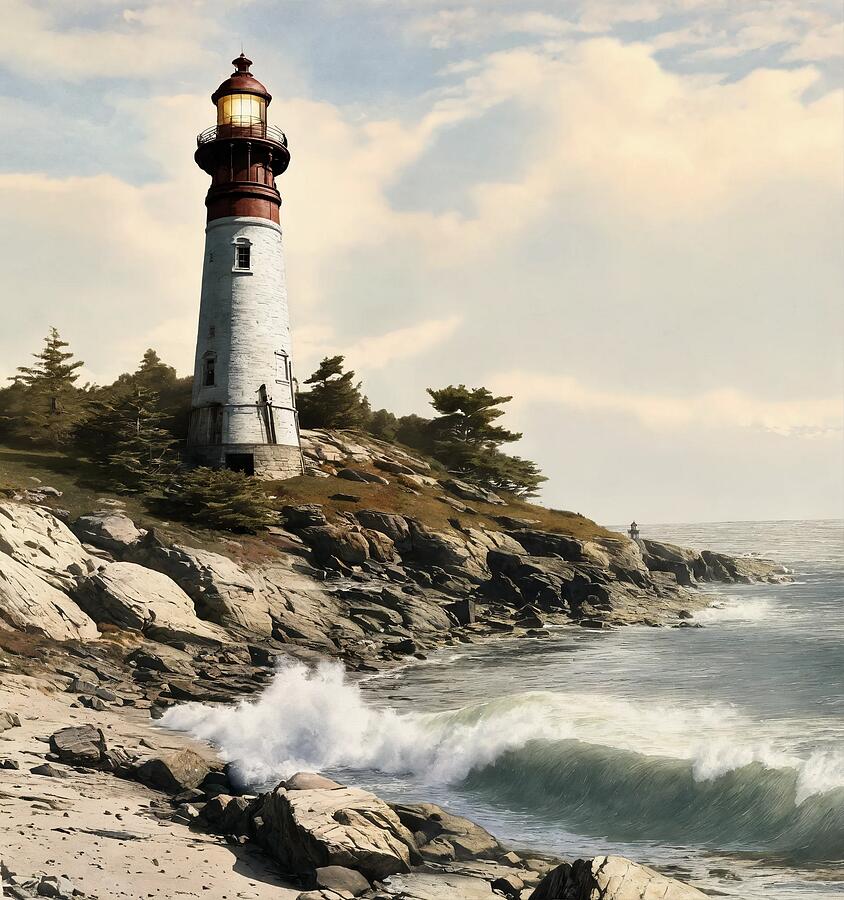 The Time-Worn Lighthouse at the Edge of Solitude Digital Art by Artfinity X The Time-Worn Lighthouse at the Edge of Solitude Digital Art by Artfinity X