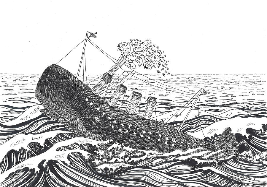 The Titanic Whale Drawing by Jenny Armitage