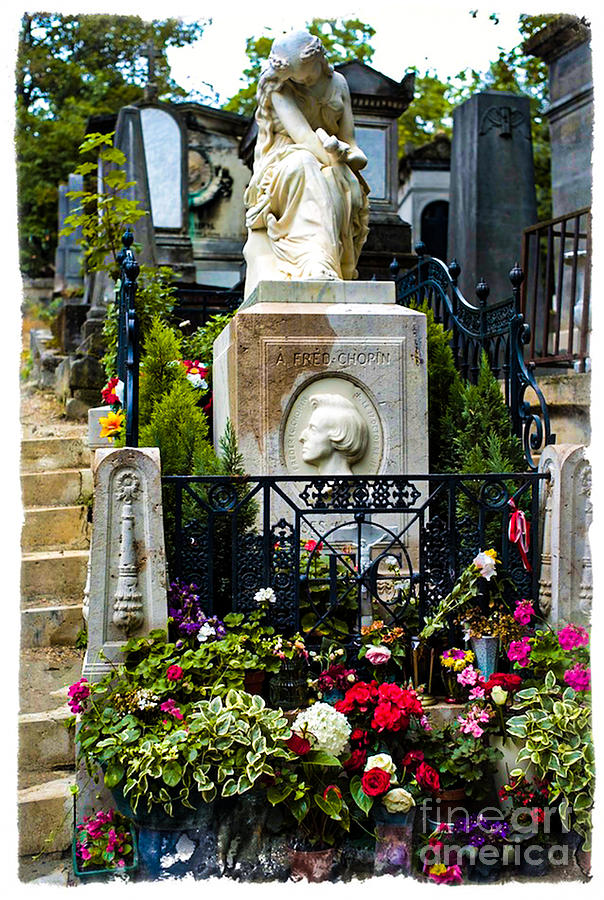 The tomb of the master musician Federic Chopin In Peri Lachaise cemetery In Paris.   Photograph by Cyril Jayant