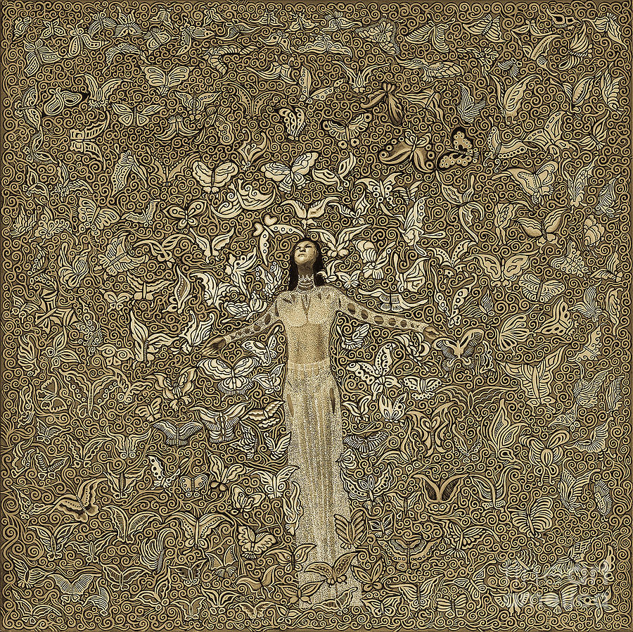Butterfly Digital Art - The Touch of The Air beige by Fei A