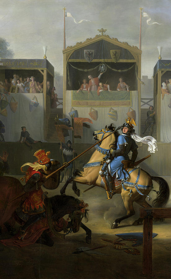 Knight Painting - The Tournament, Jousting by Pierre Revoil
