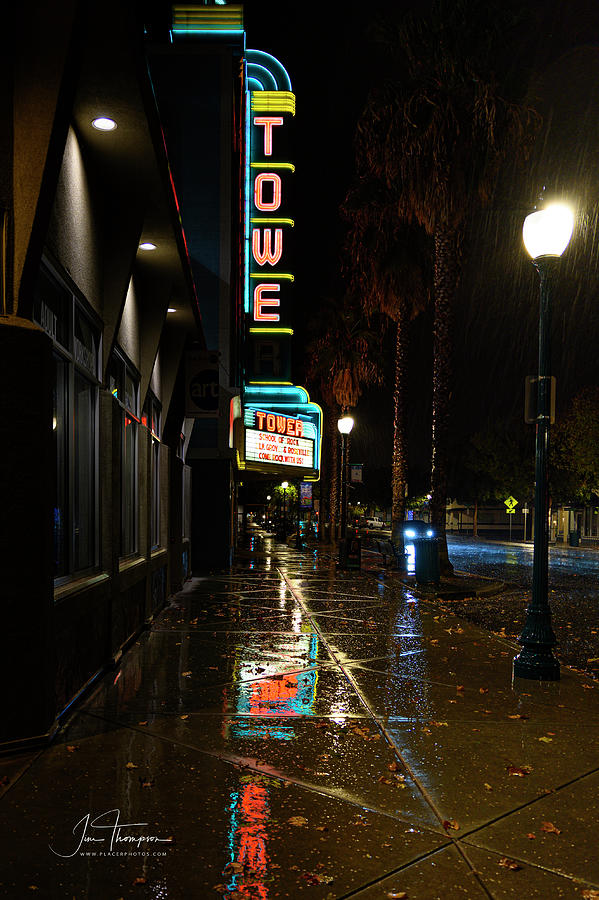 Rain Photograph - The Tower Theater 2 by Jim Thompson