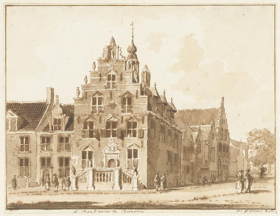 The town hall of Buren, Hendrik Spilman, 1757 Painting by MotionAge ...