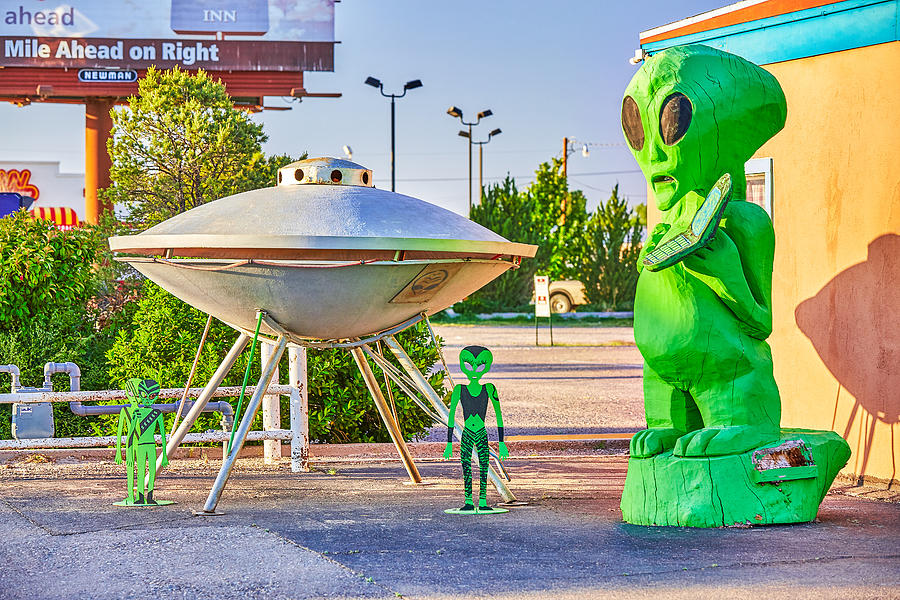 The town of Roswell, famous for location of controversial UFO crash in 1947, New Mexico, USA Photograph by Peter Unger
