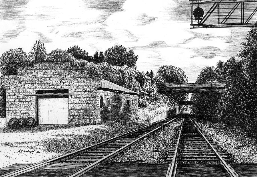 Pen And Ink Drawing - The Tracks by Andy Mooney