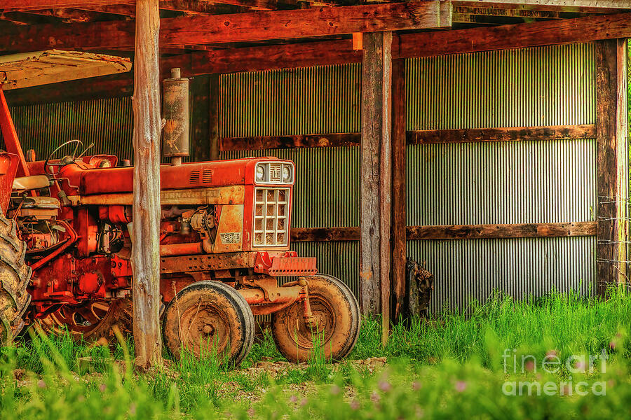 The Red Tractor Photograph by Shelia Hunt