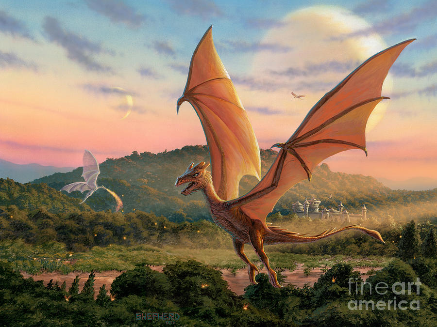Dragon Painting - The Training Fields by Stu Shepherd