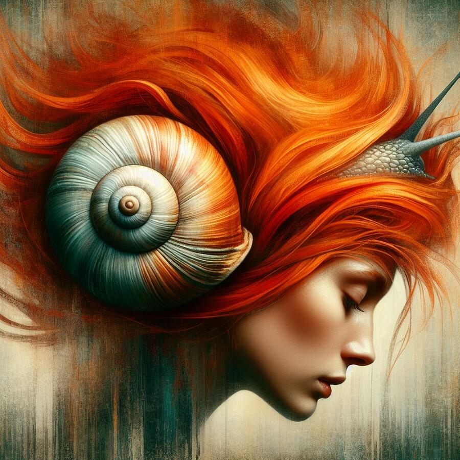 The Tranquil Harmony of Woman and Snail in Vibrant Orange Digital Art by Artfinity X The Tranquil Harmony of Woman and Snail in Vibrant Orange Digital Art by Artfinity X