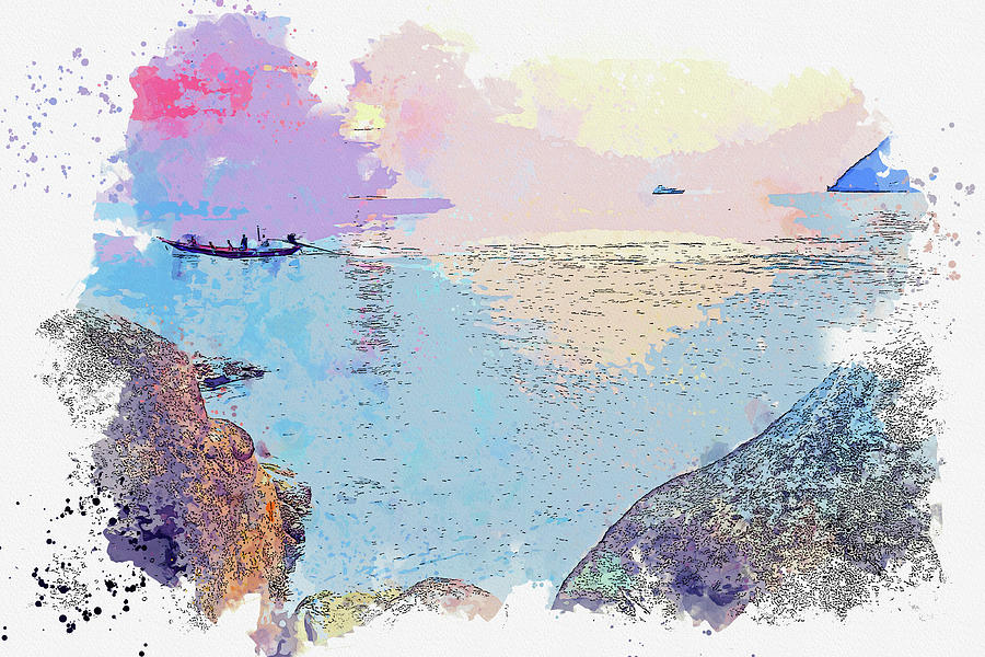 the tranquil waters of Ko Tao, Thailand 2, ca 2021 by Ahmet Asar, Asar Studios Painting by Celestial Images