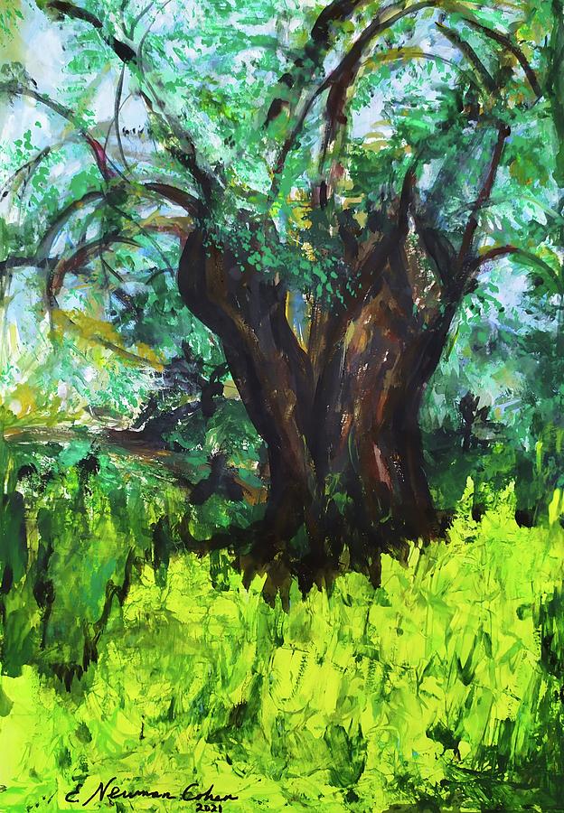 The Tree Among Yellow Flowers Painting by Esther Newman-Cohen