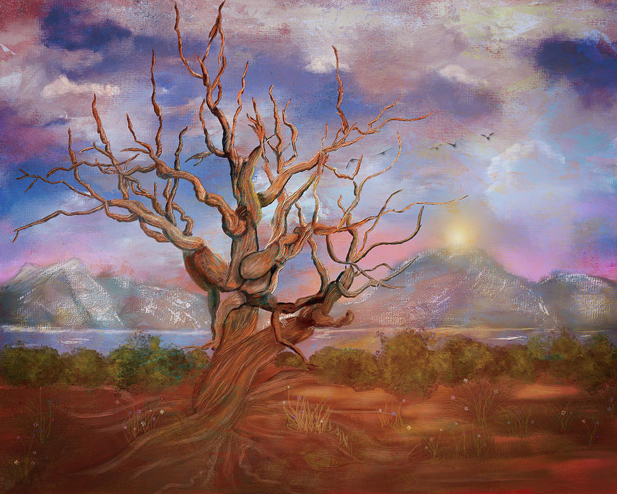 The Tree in a Storm Digital Art by Mary Timman