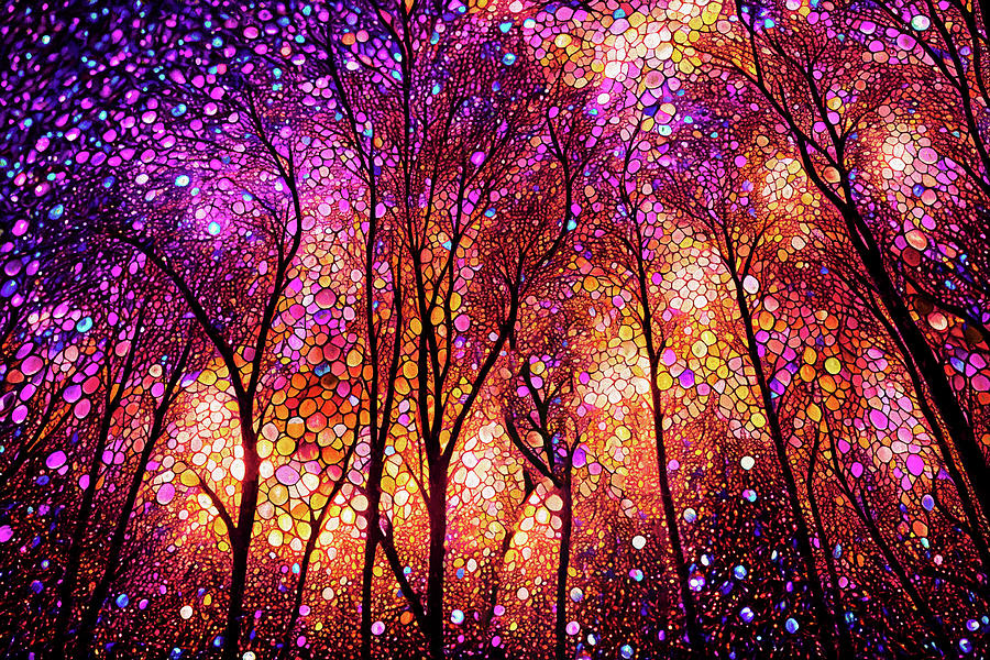 The Trees Dance at Sunset Digital Art by Peggy Collins