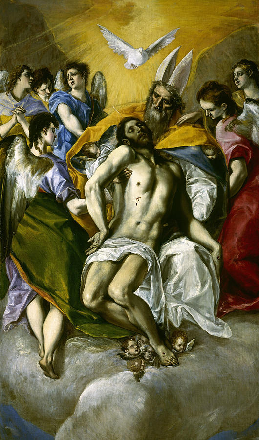 The Trinity, 1577-1579, Oil on canvas, 300 cm x 179 cm, P00824, After restoration. EL GRECO. Painting by El Greco -1541-1614-