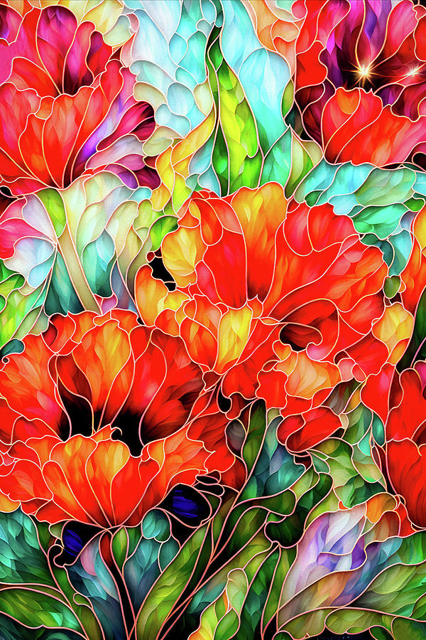 Tulip Digital Art - The Tulip Garden - Vertical by Peggy Collins