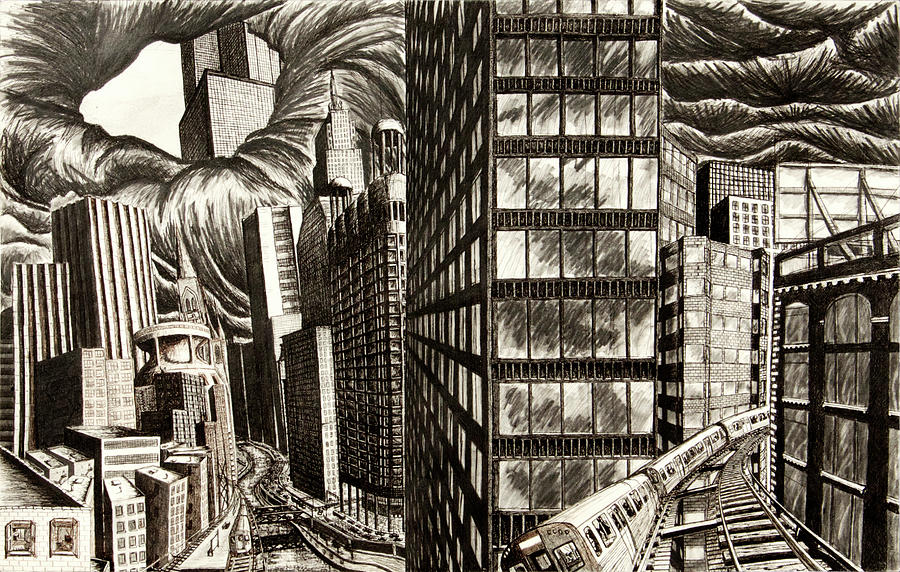 The Turbulent City Drawing by Billy Reiter - Fine Art America