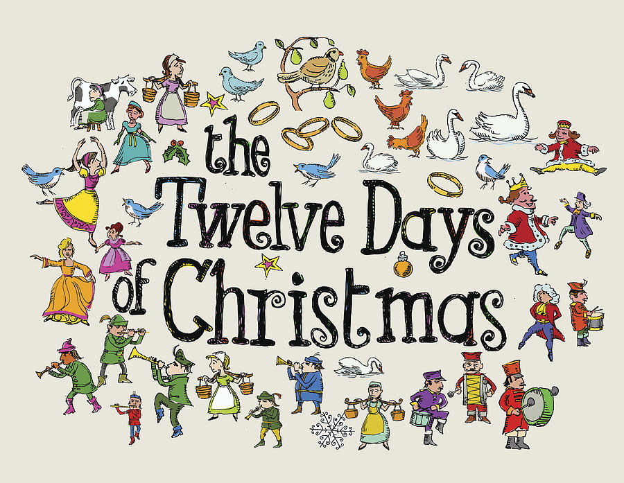 The Twelve Days of Christmas Greeting Drawing by Smartboy10
