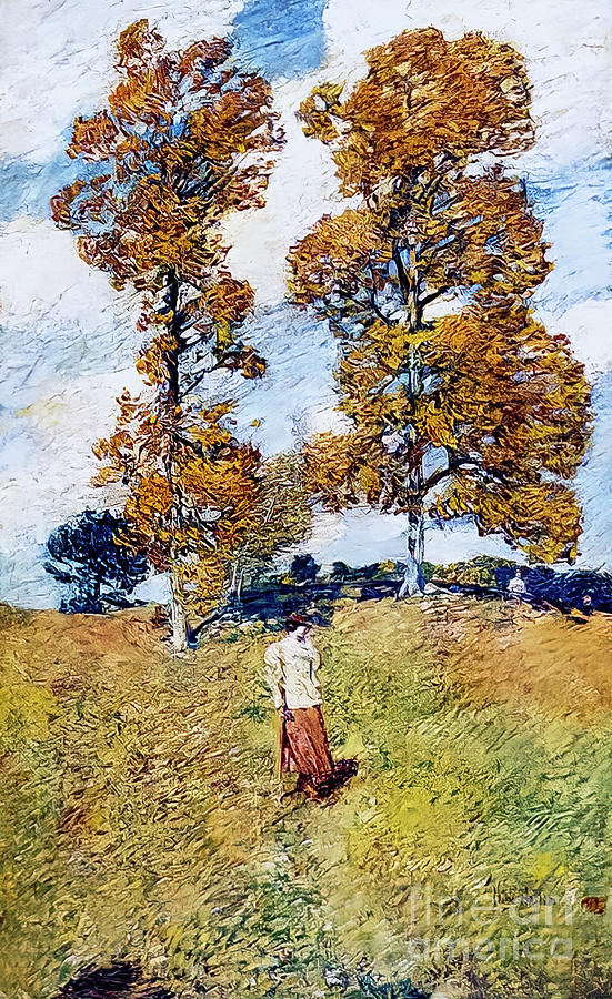 The Two Hickory Trees by Childe Hassam 1919 Painting by Childe Hassam