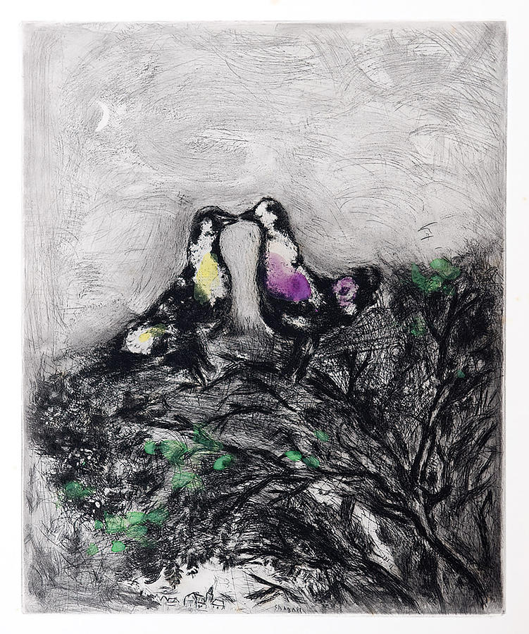 The Two Pigeons Painting by Marc Chagall