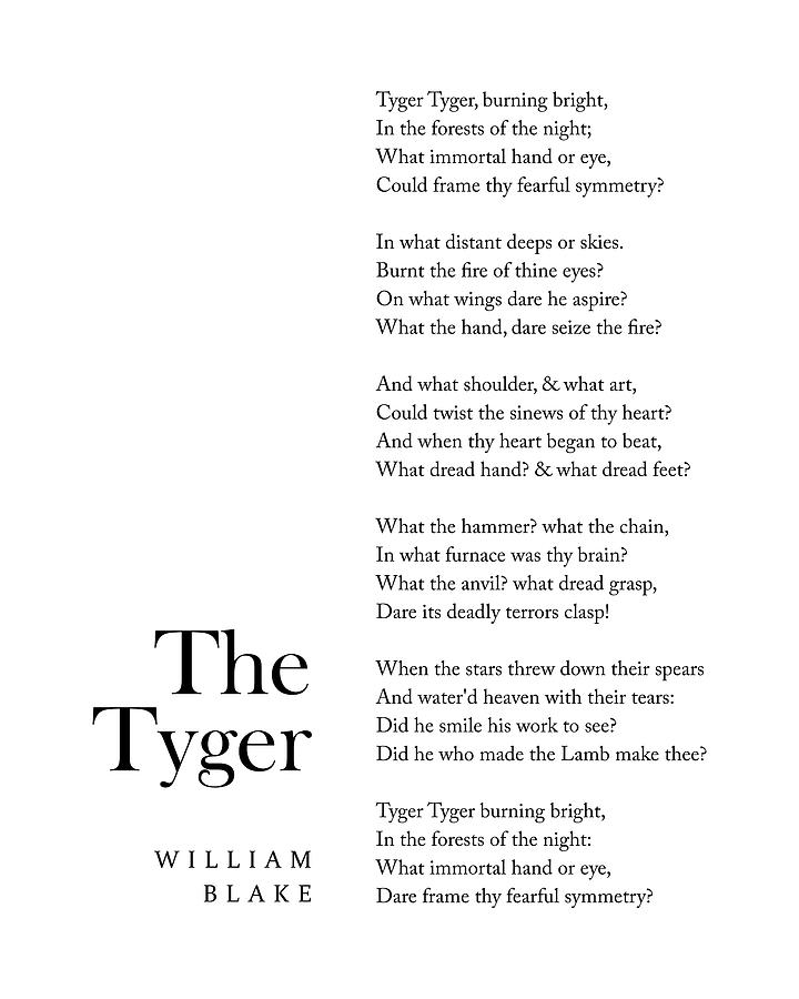 The Tyger - William Blake Poem - Literature - Typography Print 1 Digital Art by Studio Grafiikka
