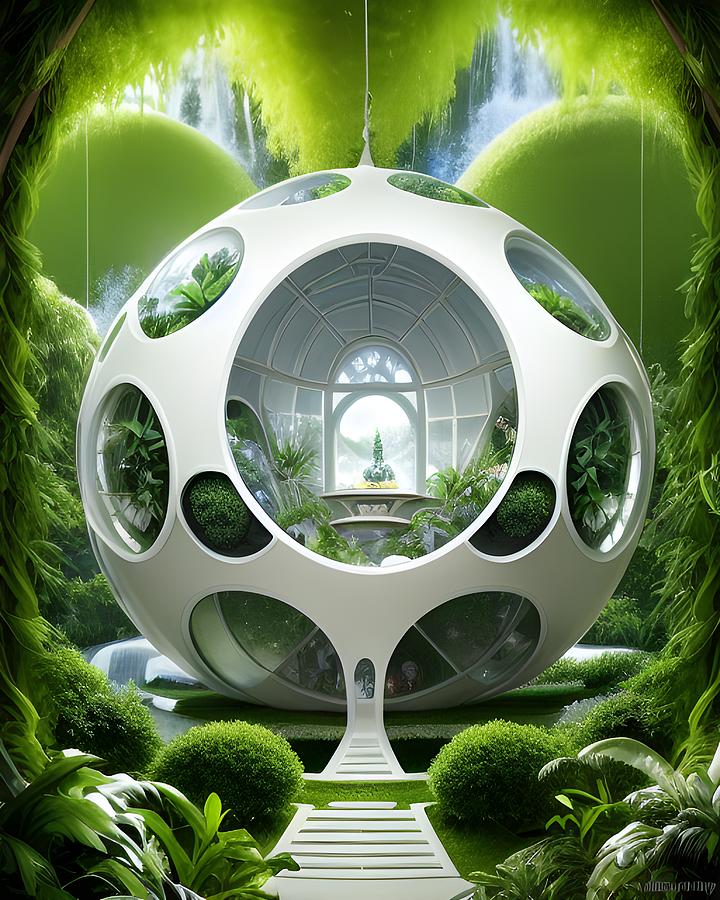 Premium AI Image  Sustainable architecture eco friendly buildings green  design solid color background